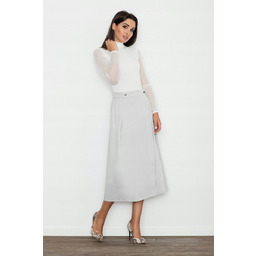 Długa SPÓDNICA elegancka z zapięciem w pasie szara