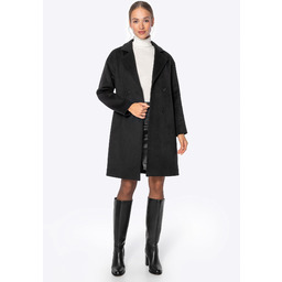 Dwurzędowy płaszcz damski z wełny czarny