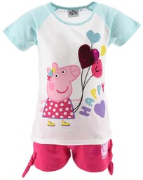 Dziewczęcy komplet koszulka i spodenki Świnka Peppa
