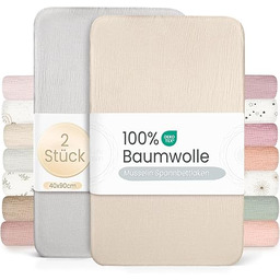 lulumoon Zestaw 2 prześcieradeł z bawełny muślinowej