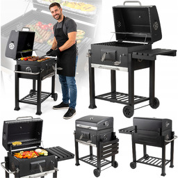 Grill Węglowy Ogrodowy Pokrywa Popielnik Termometr Regulacja Paleniska