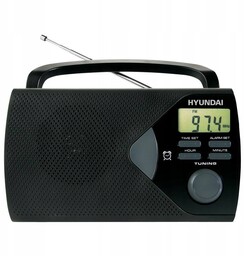 Małe Radio Hyundai PR200 Zegar Budzik Aux Czarne