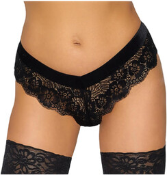 Cottelli Party - koronkowe stringi z łańcuszkami (czarne)