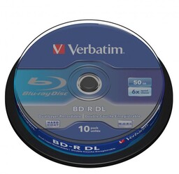 Płyty Blu-Ray BD-R DL Verbatim 50GB Cake 10szt.