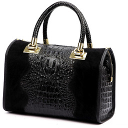 Vera Pelle Damski kuferek wzór skóra krokodyla torebka