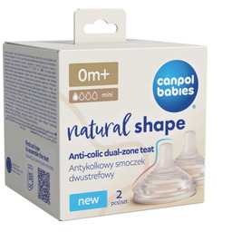 Canpol Babies Smoczek antykolkowy dwustrefowy Natural Shape 0m+