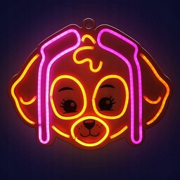 Hanging neon Led Paw Patrol on plexiglass Skye