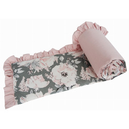 Ochraniacz do łóżeczka z falbanką SZARA PEONIA