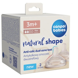 Canpol Babies Smoczek antykolkowy dwustrefowy Natural Shape 3m+