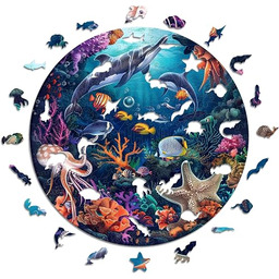 Iconic Puzzles - Zwierzęta morskie, 100% zrównoważone drewniane