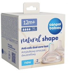 Canpol Babies Smoczek antykolkowy dwustrefowy Natural Shape 12m+