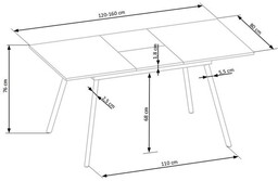 Stół rozkładany dąb sonoma / szary mat 120