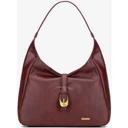 Shopperka z imitacji skóry z dekoracyjnym paskiem bordowa