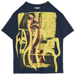 Cropp - Granatowy t-shirt w stylu grunge -
