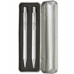 Zestaw Piśmienny Długopis Ołówek Srebrny Prezent