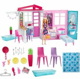 Barbie, Domek Dla Lalek Z Lalką I Akcesoriami,