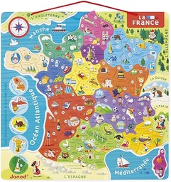 Janod - Magnetyczna mapa "Francja" z drewna -