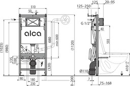 Alcaplast Stelaż WC podtynkowy do zabudowy suchej AM120/1120