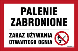 NC010 PALENIE ZABRONIONE - ZAKAZ UŻYWANIA OTWARTEGO OGNIA,
