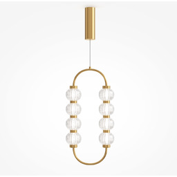 LAMPA WISZĄCA Amulet owalna, złota, metalowa oprawa, szklane