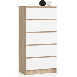 Komoda szafka K60 5 szuflad sonoma-biały Akd