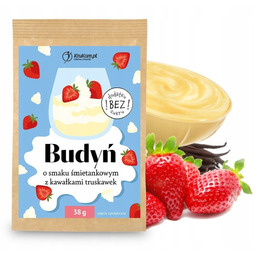 Budyń o smaku śmietankowym z kawałkami truskawek 38g