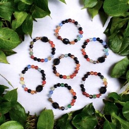Pakamera Pierścionek : turmalin, agat multicolor
