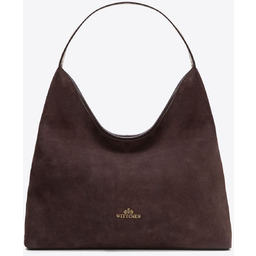 Damska shopperka typu hobo ze skóry zamszowej ciemny