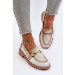Skórzane Mokasyny Półbuty Damskie Maciejka 06493-11 Biało-Beżowe-38