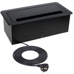 Gniazdo meblowe 1,5m 2 gniazda francuskie INBOX czarne