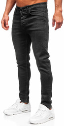 Czarne spodnie jeansowe męskie slim fit Denley 6131