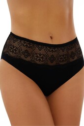 Figi damskie klasyczne bawełniane z koronką czarne Ella