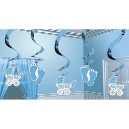 amscan 679659 Baby Boy Hanging Swirl Decorations-5pcs wisząca