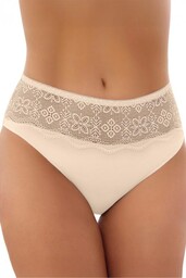 Figi damskie klasyczne bawełniane z koronką beżowe Ella