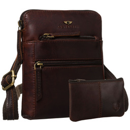 Elegancka, brązowa listonoszka męska ze skóry naturalnej