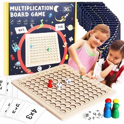 GRA PLANSZOWA LOGICZNA TABLICZKA MNOŻENIA DREWNIANA DZIECI NAUKA