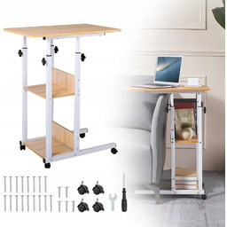 Mobilne Biurko Przyłóżkowe boczne regulowane na kółkach stolik