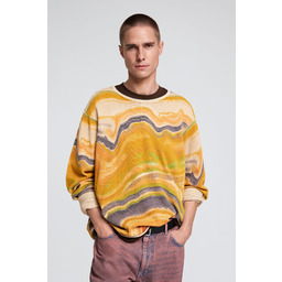 Desigual Sweter z abstrakcyjnym nadrukiem