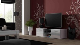 Cama Meble Szafka RTV SOHO 140 biały/ biały