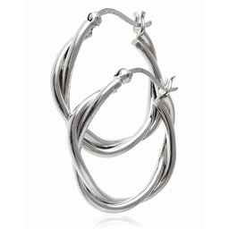 Eleganckie klasyczne srebrne kolczyki gładkie plecione koła kółka