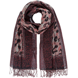 Damski szal w panterkę czerwony Passigatti
