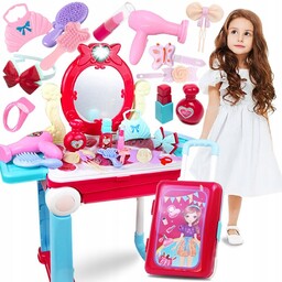 TOALETKA ZABAWKOWA Z LUSTREM I AKSESORIAMI W WALIZCE