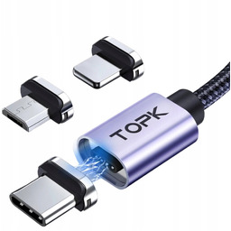 Kabel magnetyczny 3w1 USB do USB C Lightning