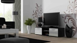 Cama Meble Szafka RTV SOHO 140 czarny/ biały