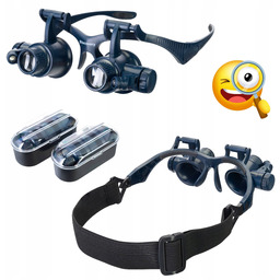 Lupa nagłowna, okulary powiększające, jubilerskie 25x z Led