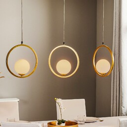 Eko-Light Lampa wisząca Vienna, szkło opalowe, mosiądz, 3-punktowa
