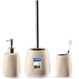 Zestaw łazienkowy szczotka WC + kubek + dozownik,