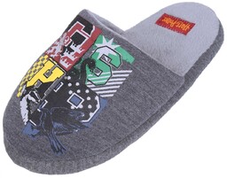 Ciemnoszare, ciepłe papcie, kapcie z herbami Harry Potter