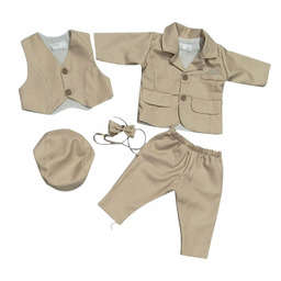 Ubranko do chrztu Beżowe Garnitur kamizelka 68
