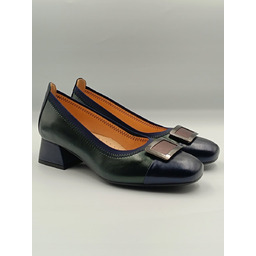 Komfortowe czółenka zestawienie zieleni z granatem i bordo